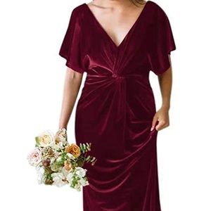 Velvet plus size bridesmaid dress